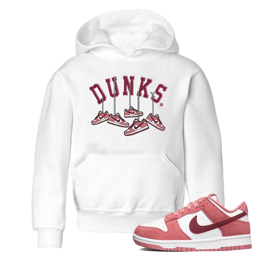 Dunks Valentines Day shirt to match jordans Hanging Sneakers sneaker tees Dunks Valentine's Day SNRT sneaker release tees baby toddler White 1 cotton Shirt