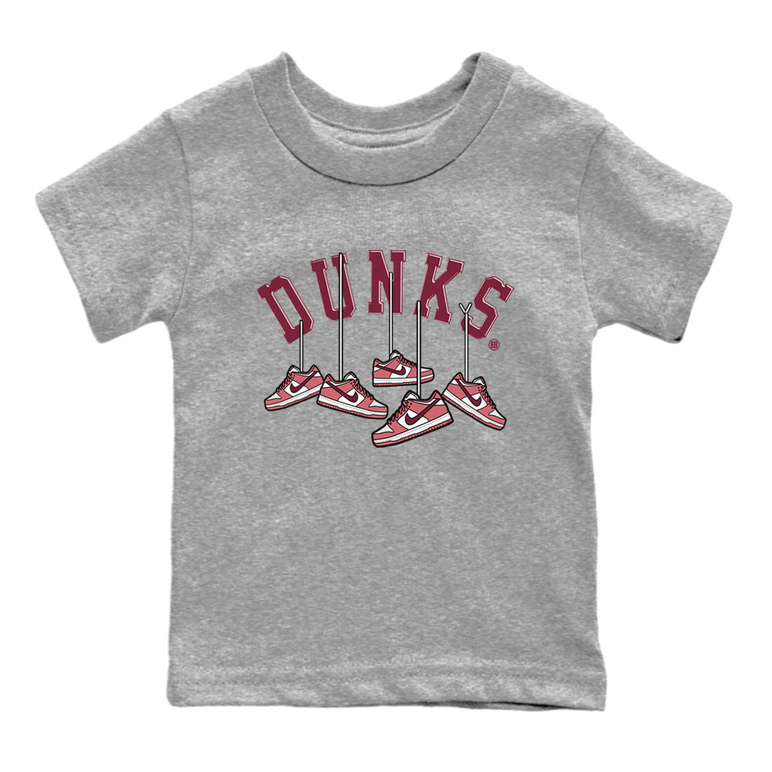 Dunks Valentines Day shirt to match jordans Hanging Sneakers sneaker tees Dunks Valentine's Day SNRT sneaker release tees baby toddler Heather Grey 2 cotton Shirt