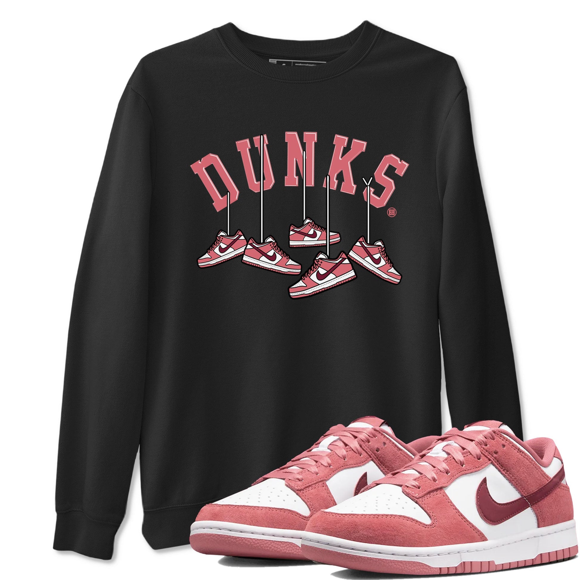 Dunks Valentines Day shirt to match jordans Hanging Sneakers sneaker tees Dunks Valentine's Day SNRT sneaker Release Tees unisex cotton Black 1 crew neck shirt