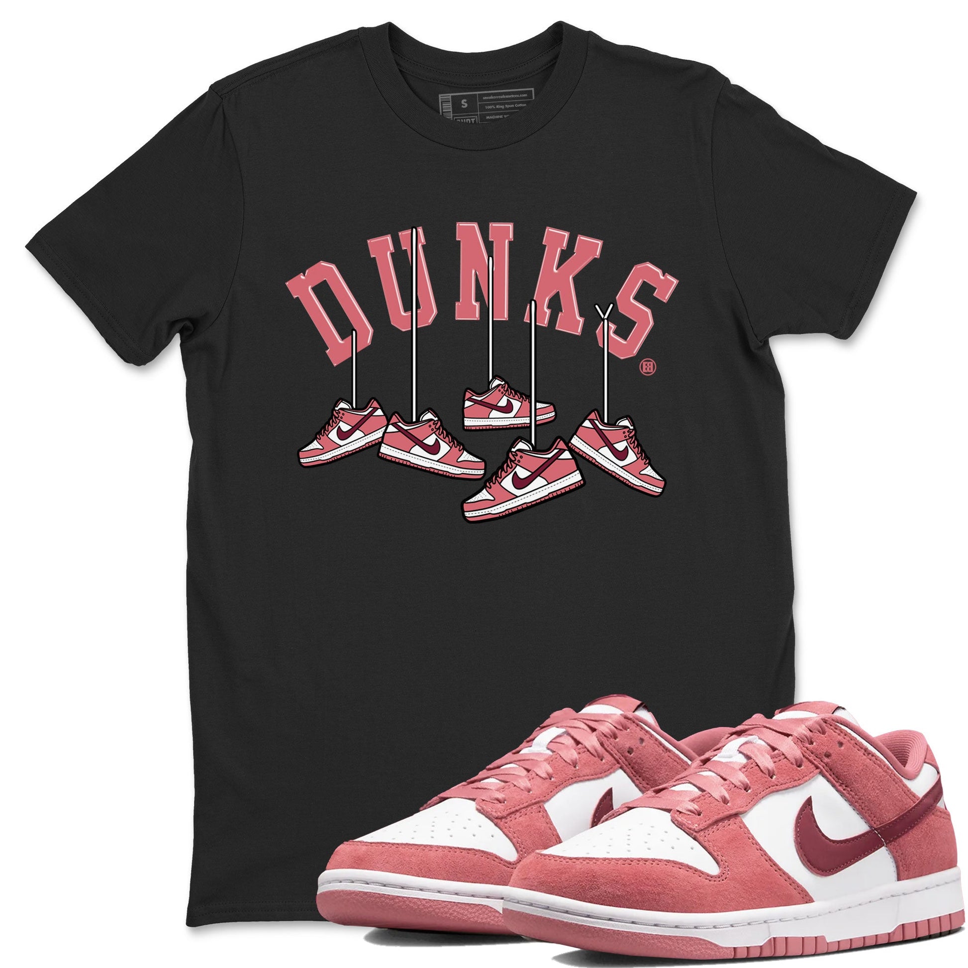 Dunks Valentines Day shirt to match jordans Hanging Sneakers sneaker tees Dunks Valentine's Day SNRT sneaker Release Tees unisex cotton Black 1 crew neck shirt