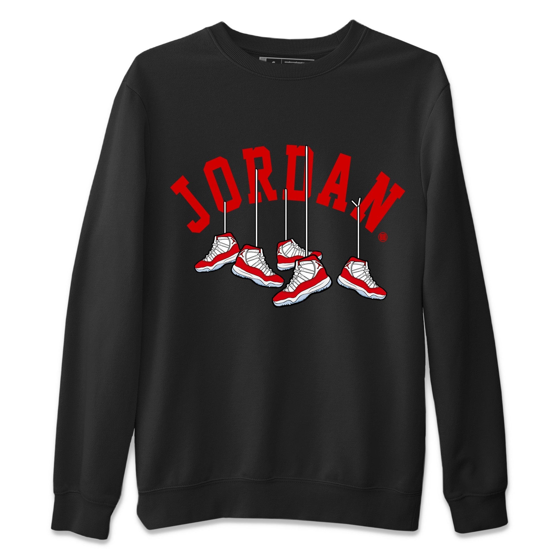 Jordan 11 Cherry Sneaker Match Tees Hanging Sneakers Sneaker Tees Jordan 11 Cherry Sneaker Release Tees Unisex Shirts