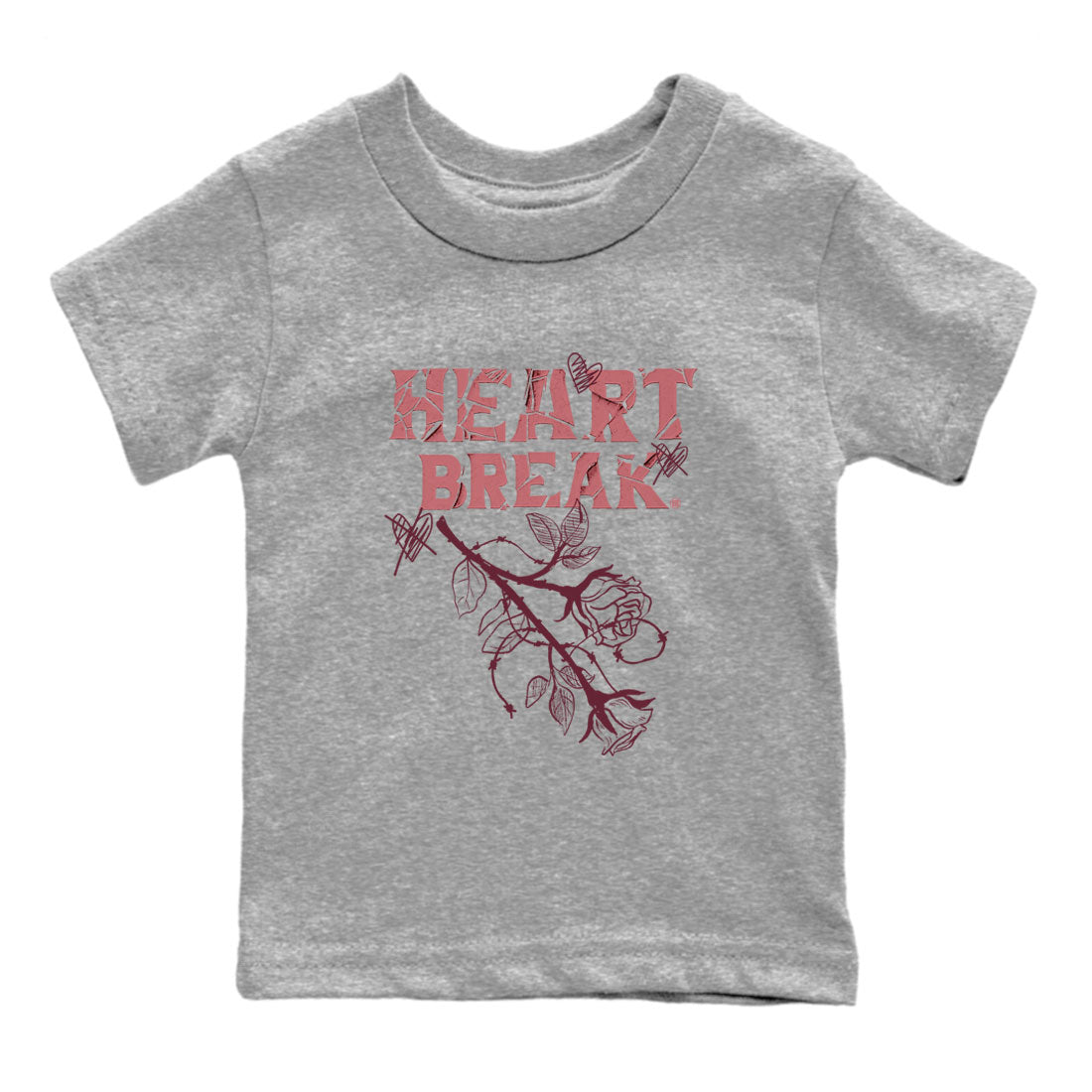 Dunks Valentines Day shirt to match jordans Heart Break sneaker tees Dunks Valentine's Day SNRT sneaker release tees baby toddler Heather Grey 2 cotton Shirt