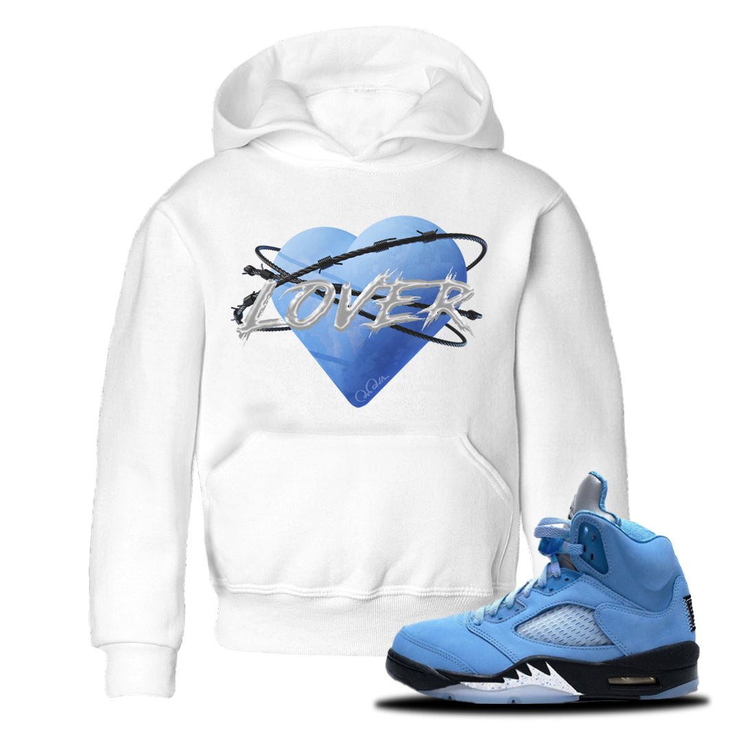 Jordan 5 UNC Jordan Shirts Heart Lover Sneaker Tees AJ5 UNC Sneaker Release Tees Kids Shirts White 1