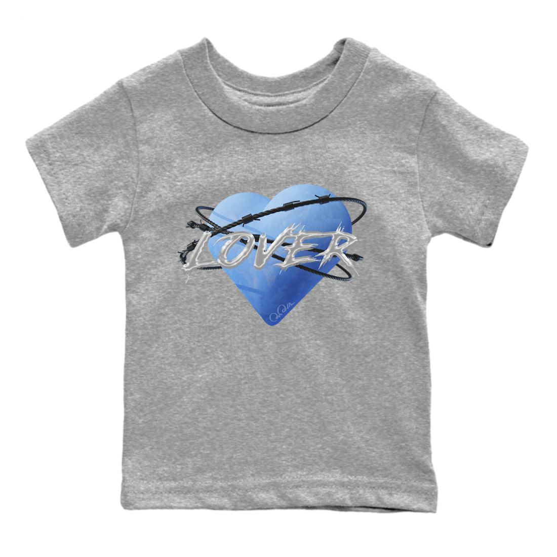 Jordan 5 UNC Jordan Shirts Heart Lover Sneaker Tees AJ5 UNC Sneaker Release Tees Kids Shirts Heather Grey 2