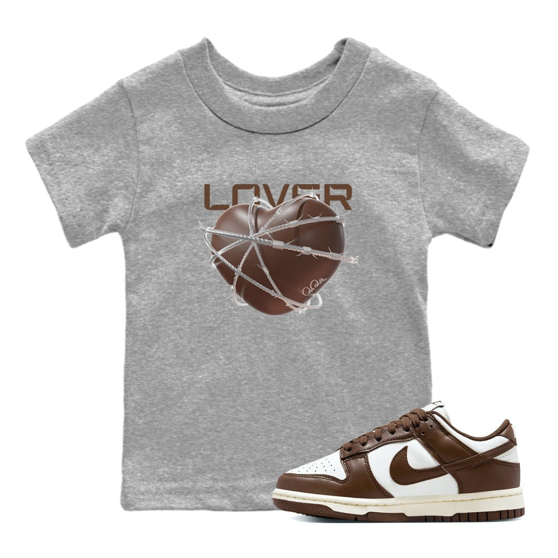 Dunk Cacao Wow shirt to match jordans Heart Lover sneaker tees Nike Dunk Cacao Wow SNRT Sneaker Release Tees Baby Toddler Heather Grey 1 T-Shirt