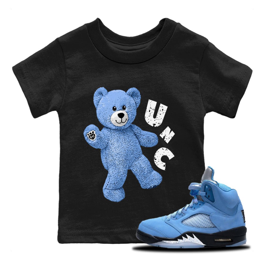 Jordan 5 UNC Jordan Shirts Hello Bear Sneaker Tees Air Jordan 5 Retro UNC Sneaker Release Tees Kids Shirts Black 1