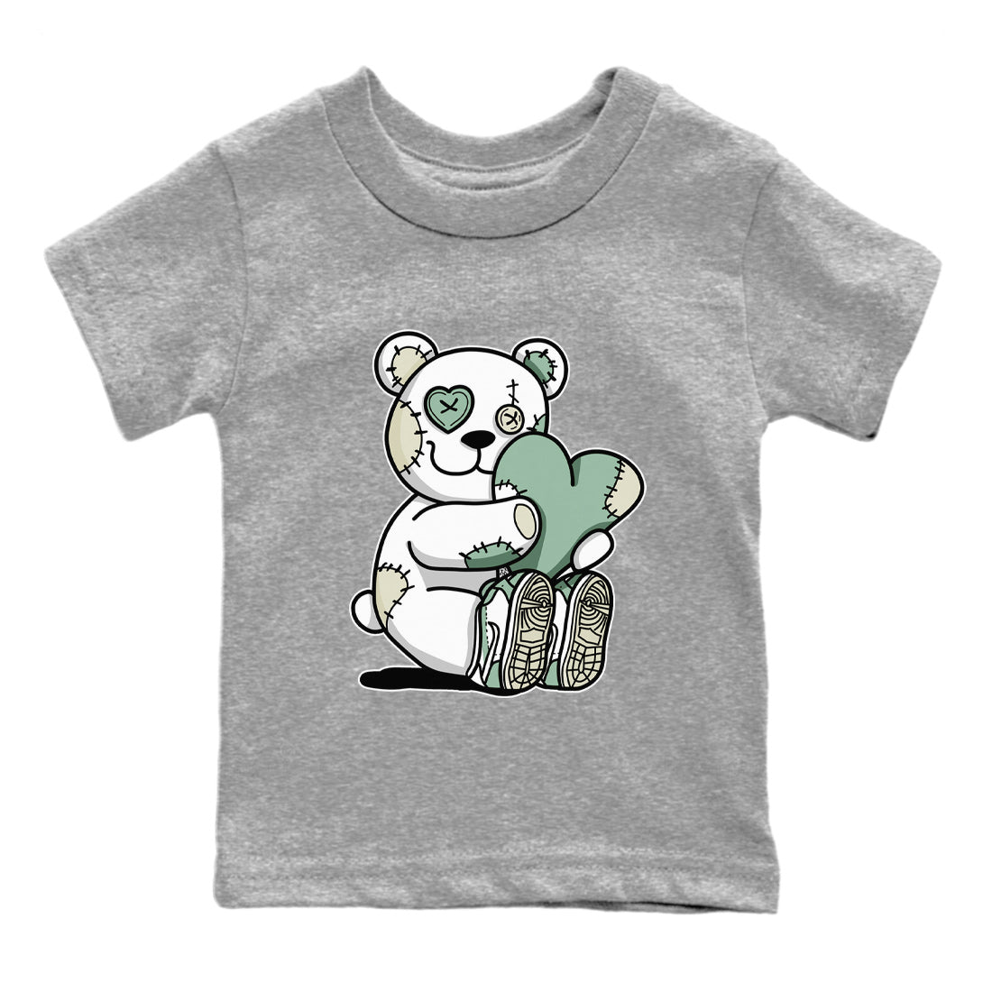 Dunk Low Mica Green Shirts Hugging Bear Sneaker Tees Dunk Mica Green Sneaker Release Tees Kids Shirts Heather Grey 2