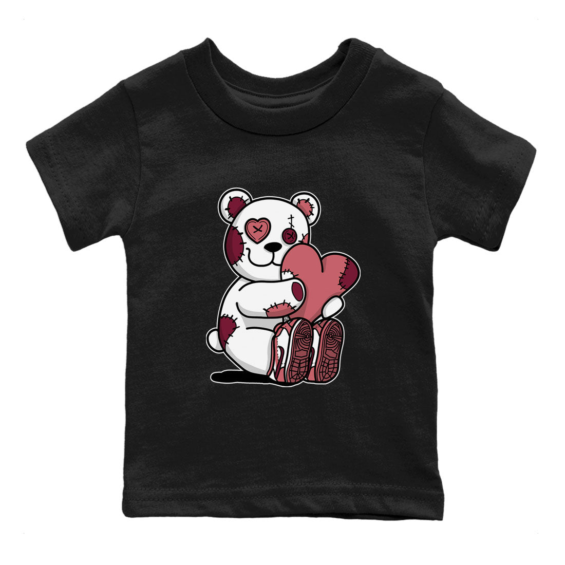 Dunk Valentines Day tees to match jordans Hugging Bear sneaker tees Dunk Valentines Day 2024 SNRT Sneaker Tees Baby Toddler Sneaker Matching Shirt Black 2 T-Shirt