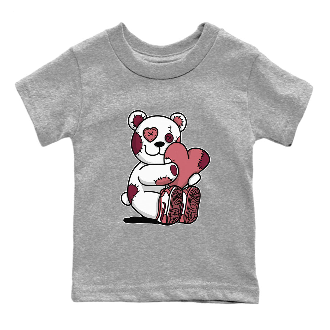 Dunk Valentines Day tees to match jordans Hugging Bear sneaker tees Dunk Valentines Day 2024 SNRT Sneaker Tees Baby Toddler Sneaker Matching Shirt Heather Grey 2 T-Shirt