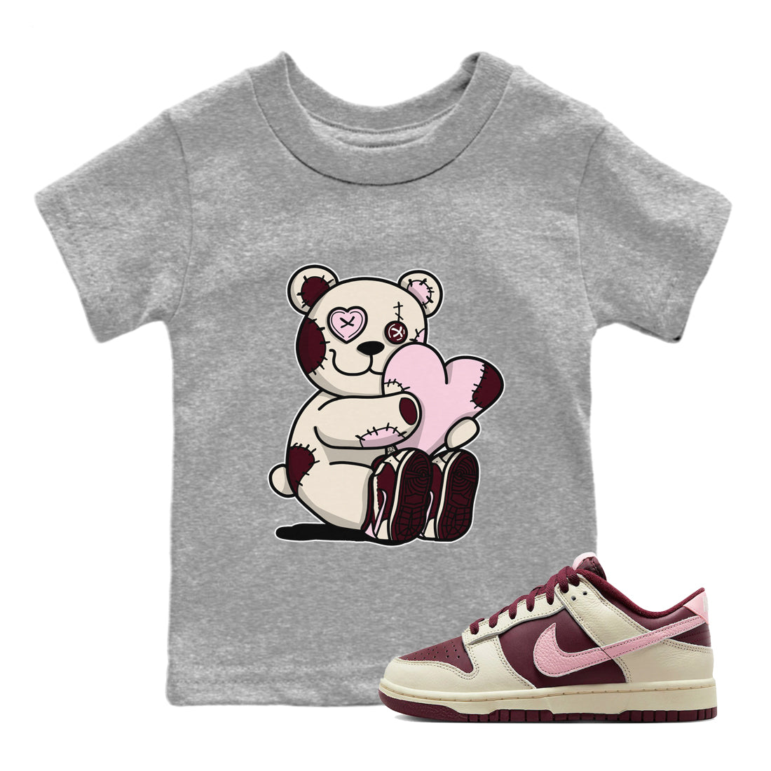 Dunk Valentines Day Sneaker Match Tees Hugging Bear Sneaker Tees Nike Dunk Valentine's Day Sneaker SNRT Sneaker Tees Kids Shirts