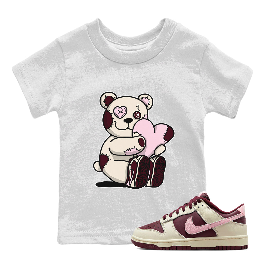 Dunk Valentines Day Sneaker Match Tees Hugging Bear Sneaker Tees Nike Dunk Valentine's Day Sneaker SNRT Sneaker Tees Kids Shirts