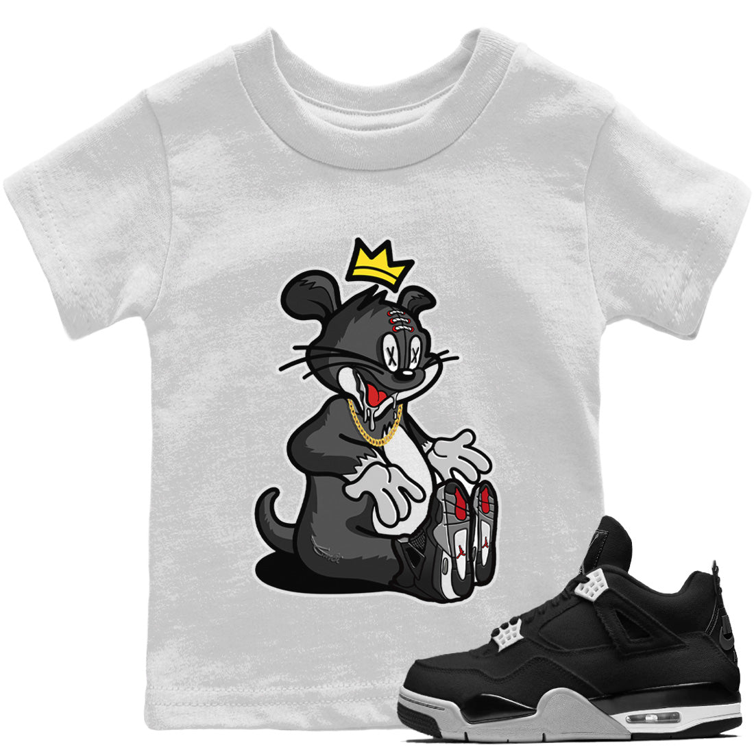 Jordan 4 Black Canvas Sneaker Match Tees Hungry Cat Sneaker Tees Jordan 4 Black Canvas Sneaker Release Tees Kids Shirts