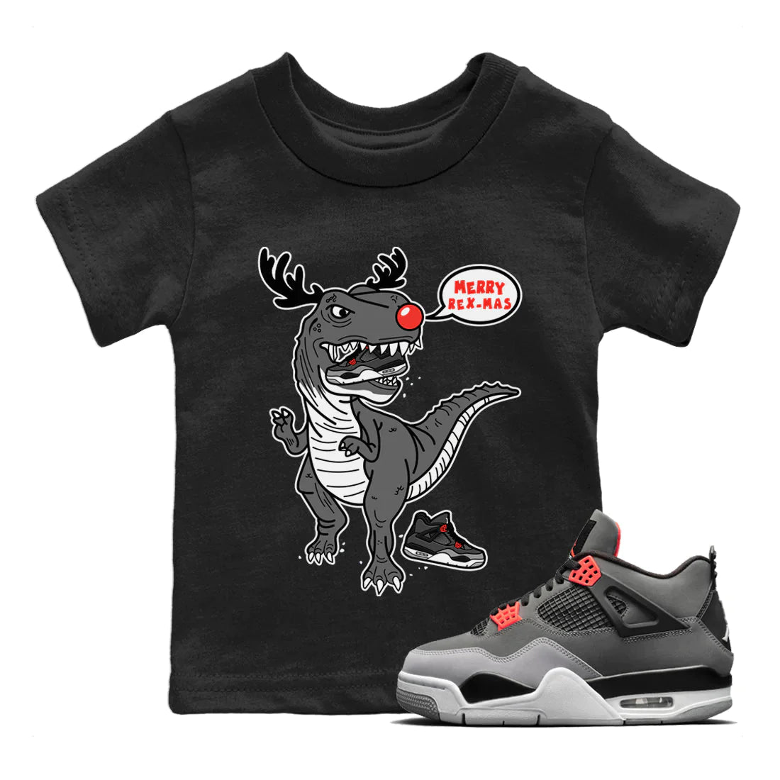 Jordan 4 Infrared Sneaker Match Tees Hungry Dino Sneaker Tees Jordan 4 Infrared Sneaker Release Tees Kids Shirts