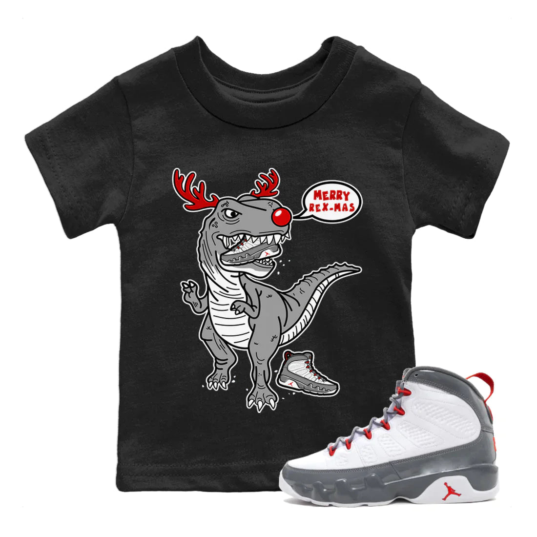 Jordan 9 Fire Red Sneaker Match Tees Hungry Dino Sneaker Tees Jordan 9 Fire Red Sneaker Release Tees Kids Shirts
