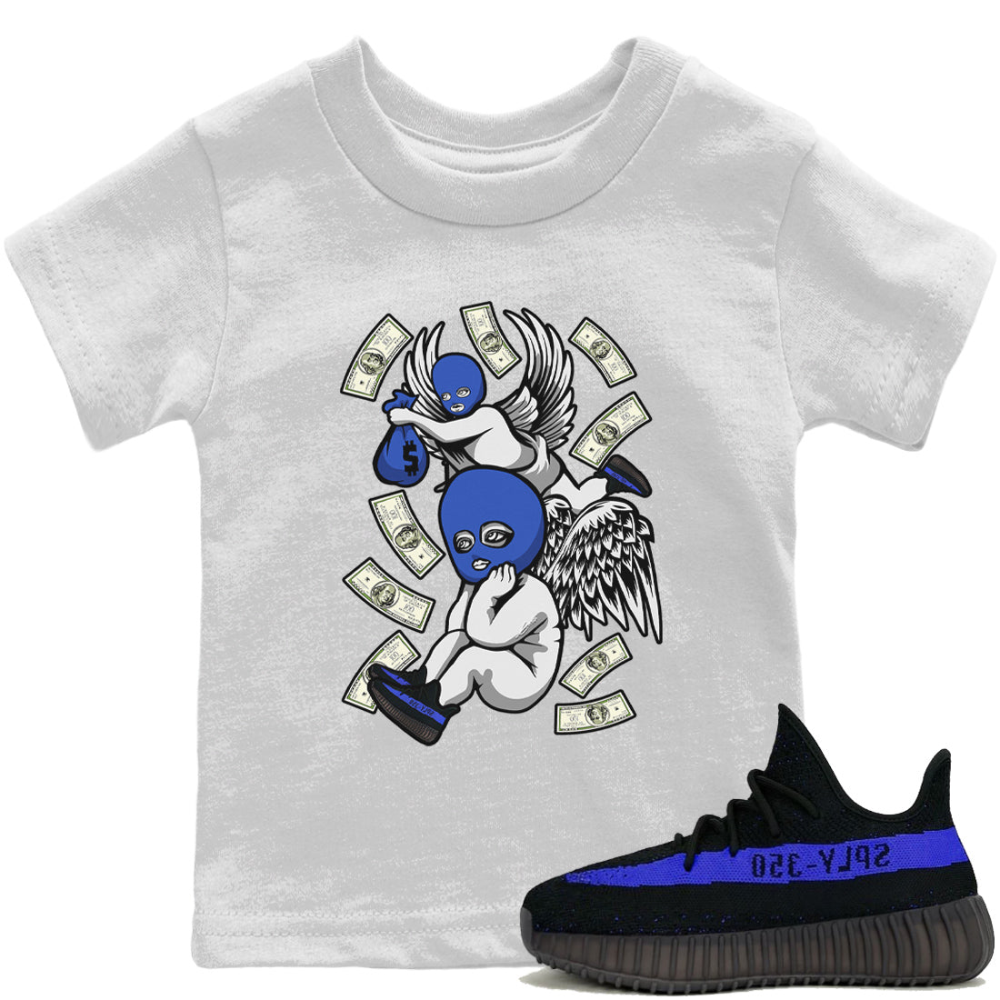 Yeezy 350 Dazzling Blue Sneaker Match Tees Hustle Angels Sneaker Tees Yeezy 350 Dazzling Blue Sneaker Release Tees Kids Shirts