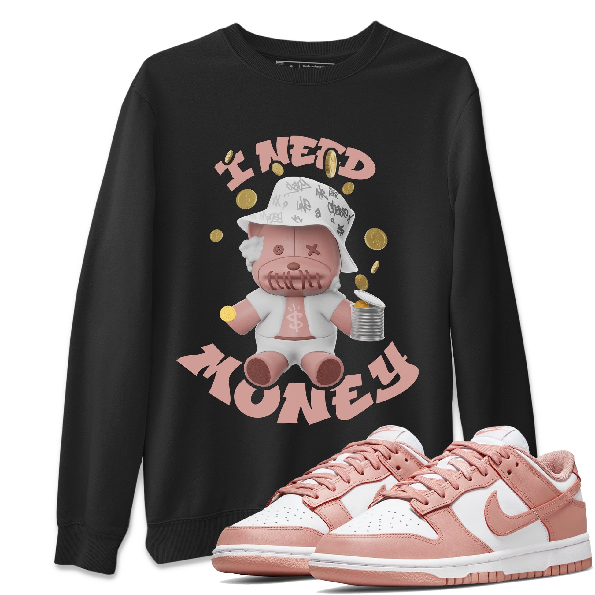 Dunk Rose Whisper shirt to match jordans I Need Money sneaker tees Nike Dunk LowRose Whisper SNRT Sneaker Release Tees Unisex Black 1 T-Shirt