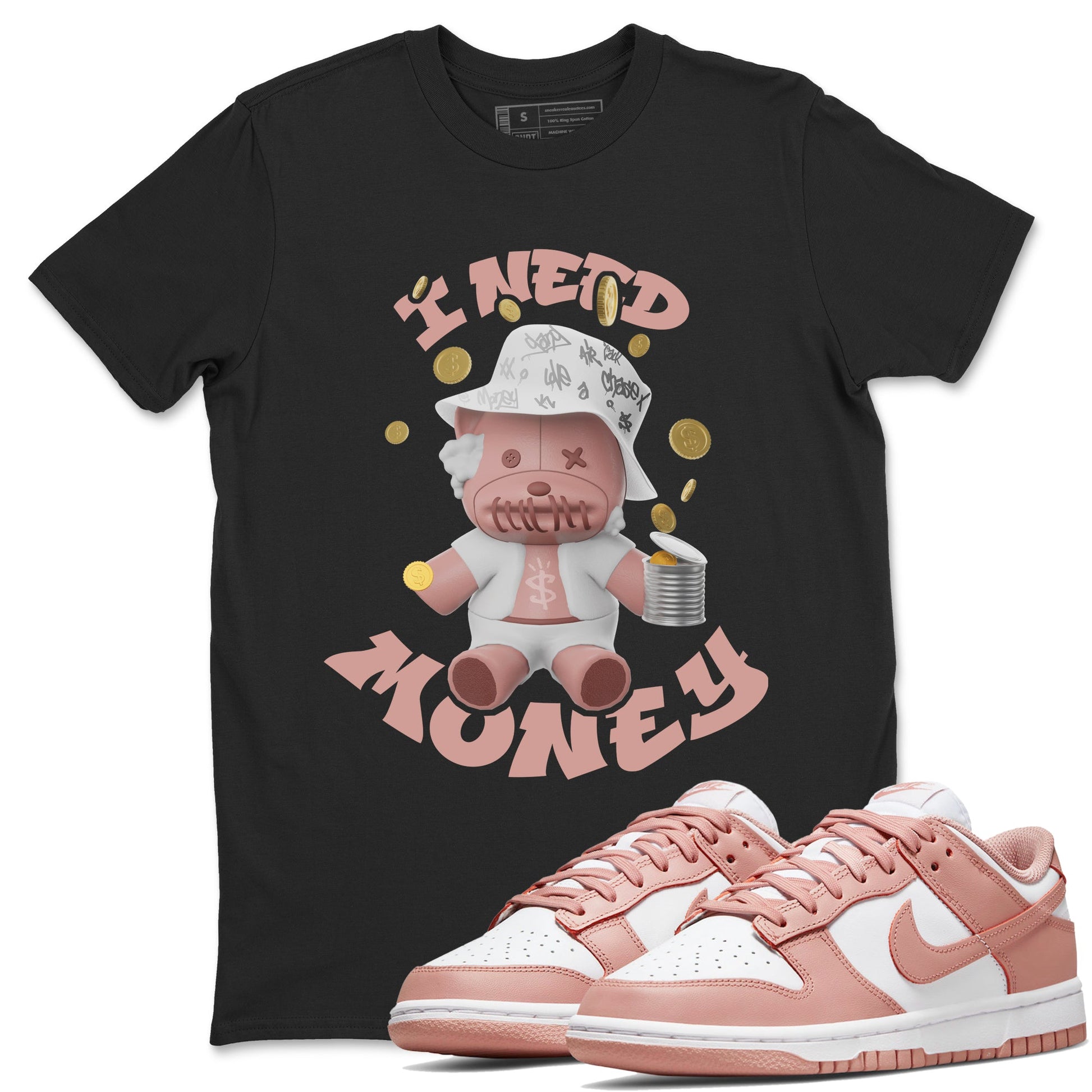 Dunk Rose Whisper shirt to match jordans I Need Money sneaker tees Nike Dunk LowRose Whisper SNRT Sneaker Release Tees Unisex Black 1 T-Shirt