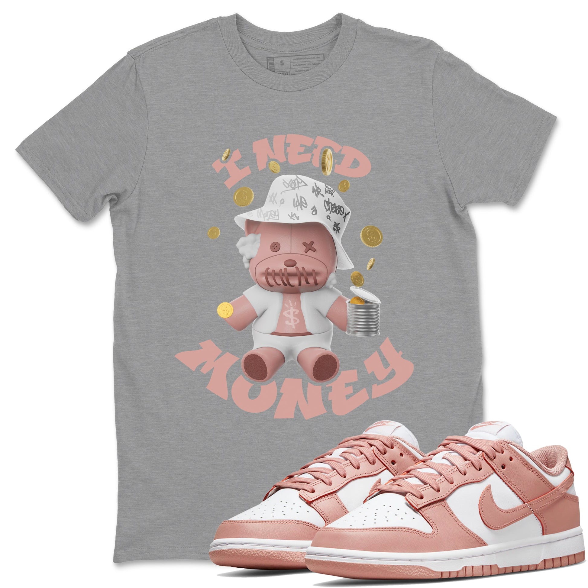 Dunk Rose Whisper shirt to match jordans I Need Money sneaker tees Nike Dunk LowRose Whisper SNRT Sneaker Release Tees Unisex Heather Grey 1 T-Shirt