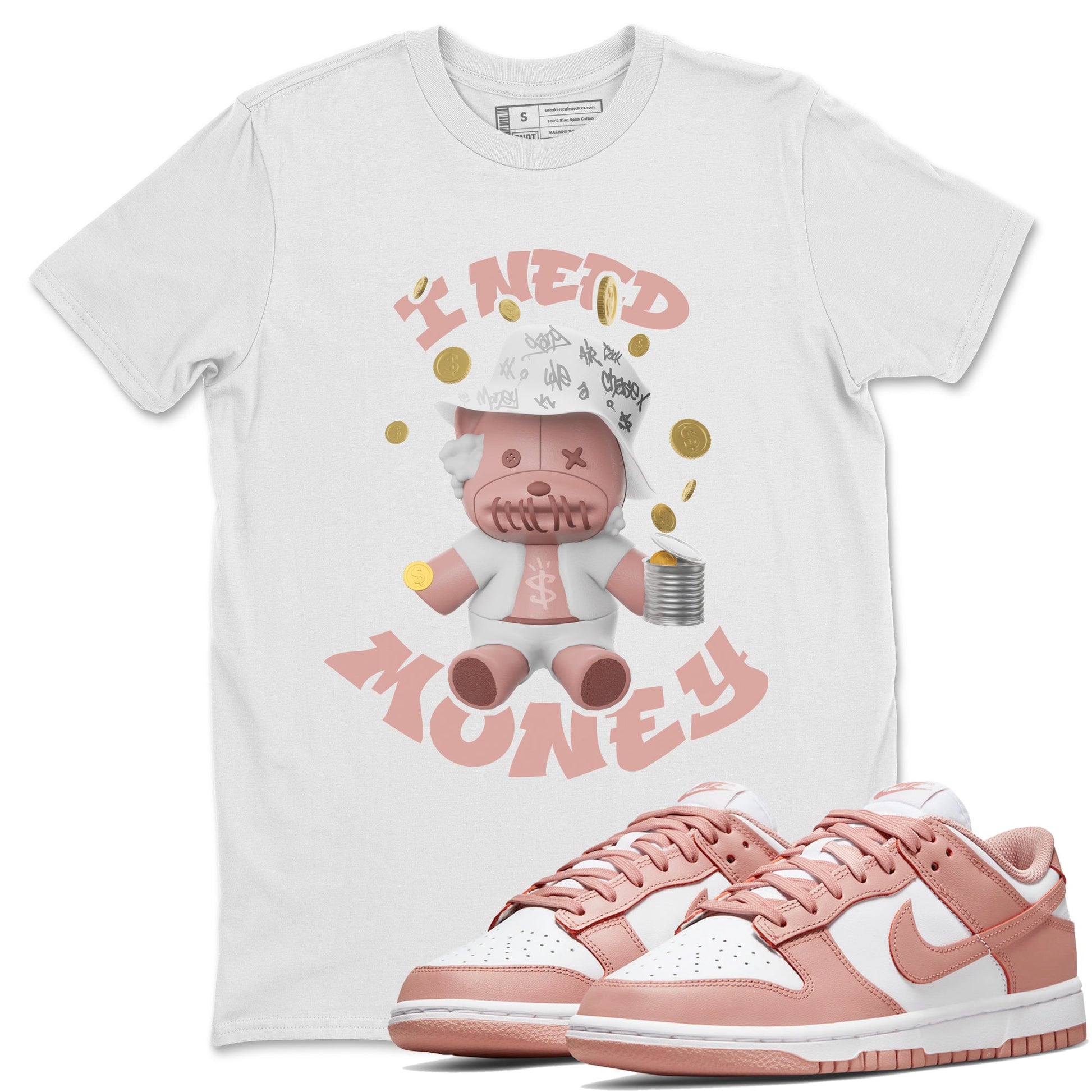 Dunk Rose Whisper shirt to match jordans I Need Money sneaker tees Nike Dunk LowRose Whisper SNRT Sneaker Release Tees Unisex White 1 T-Shirt