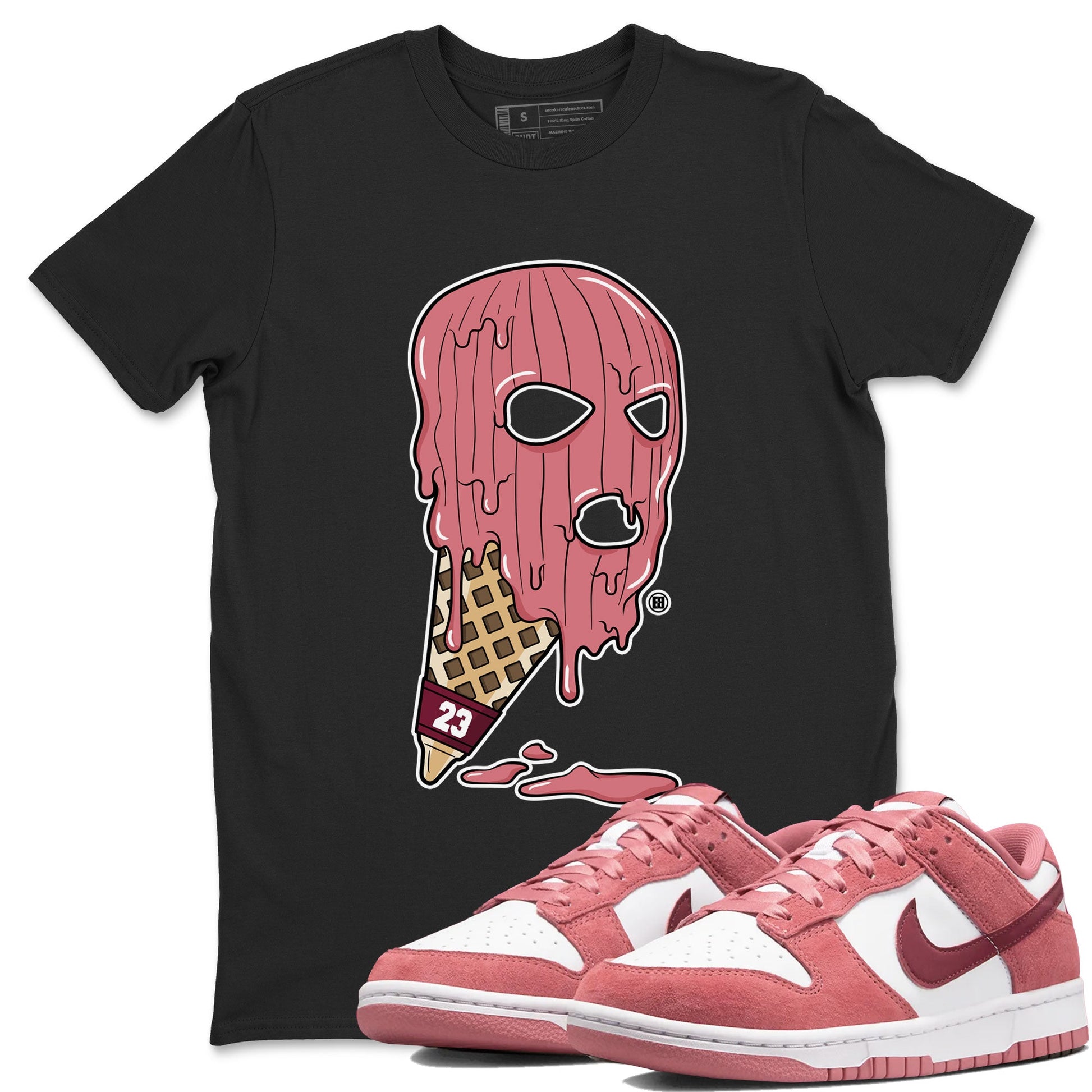 Dunk Low Valentines Day shirt to match jordans Ice Cream Mask special sneaker matching tees Dunk Valentines Day 2024 SNRT sneaker tees Unisex Black 1 T-Shirt