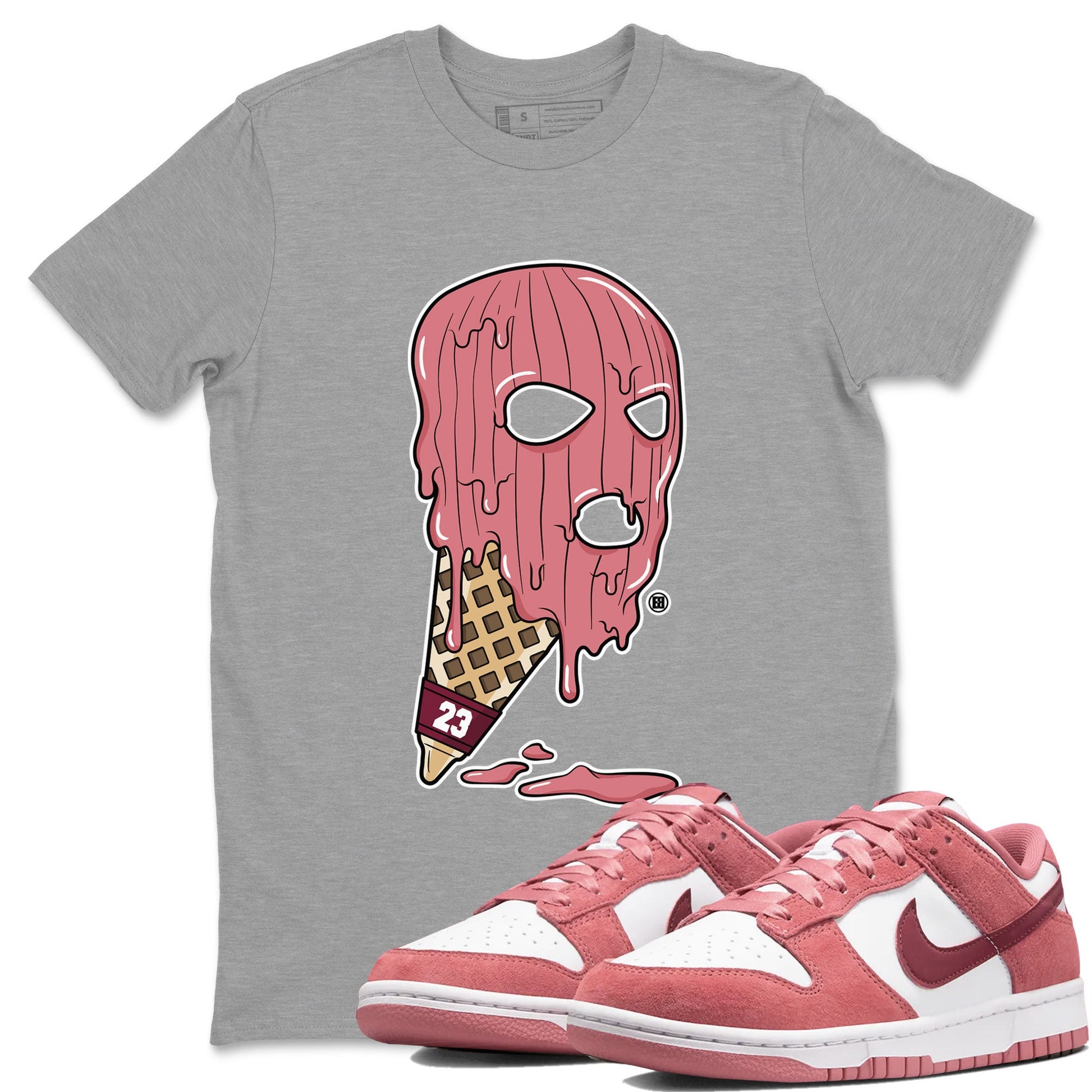 Dunk Low Valentines Day shirt to match jordans Ice Cream Mask special sneaker matching tees Dunk Valentines Day 2024 SNRT sneaker tees Unisex Heather Grey 1 T-Shirt