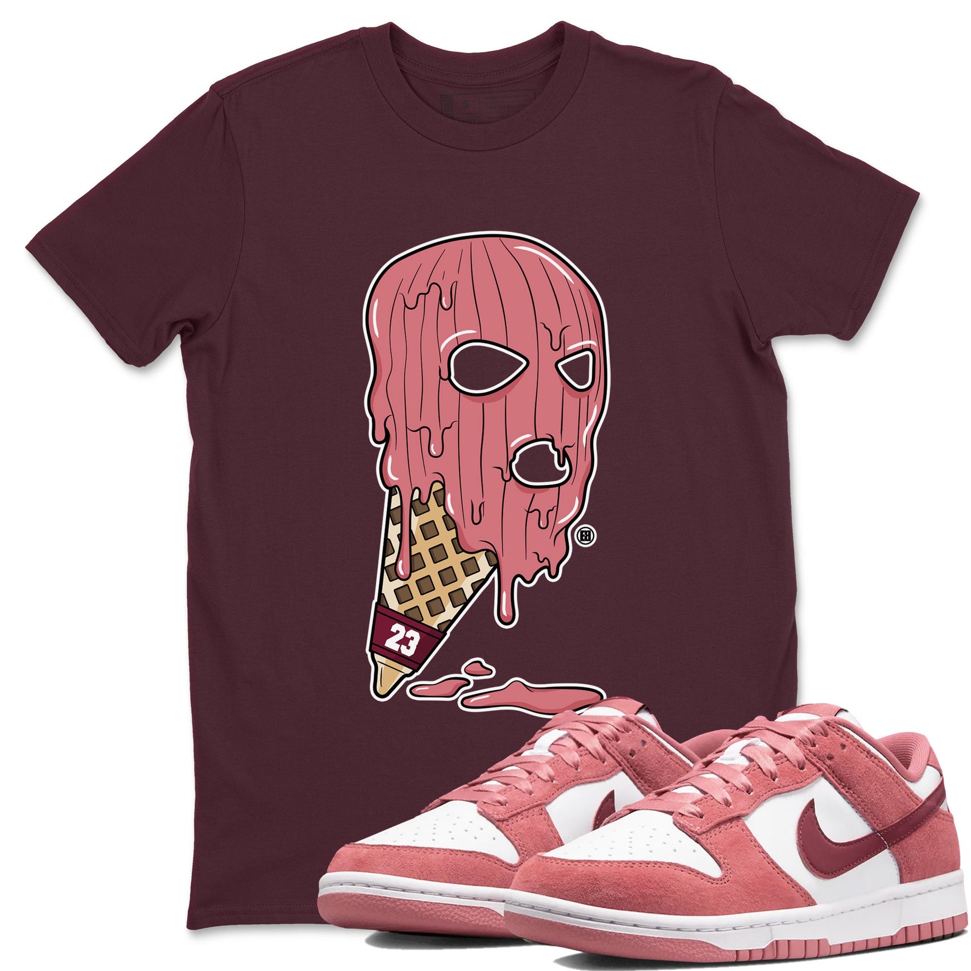 Dunk Low Valentines Day shirt to match jordans Ice Cream Mask special sneaker matching tees Dunk Valentines Day 2024 SNRT sneaker tees Unisex Maroon 1 T-Shirt