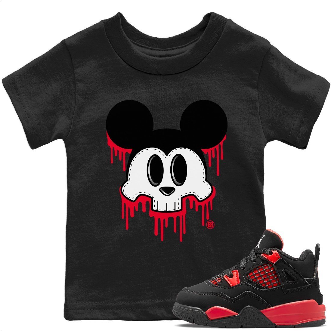 Jordan 4 Red Thunder Sneaker Match Tees Skull Mouse Sneaker Tees Jordan 4 Red Thunder Sneaker Release Tees Kids Shirts