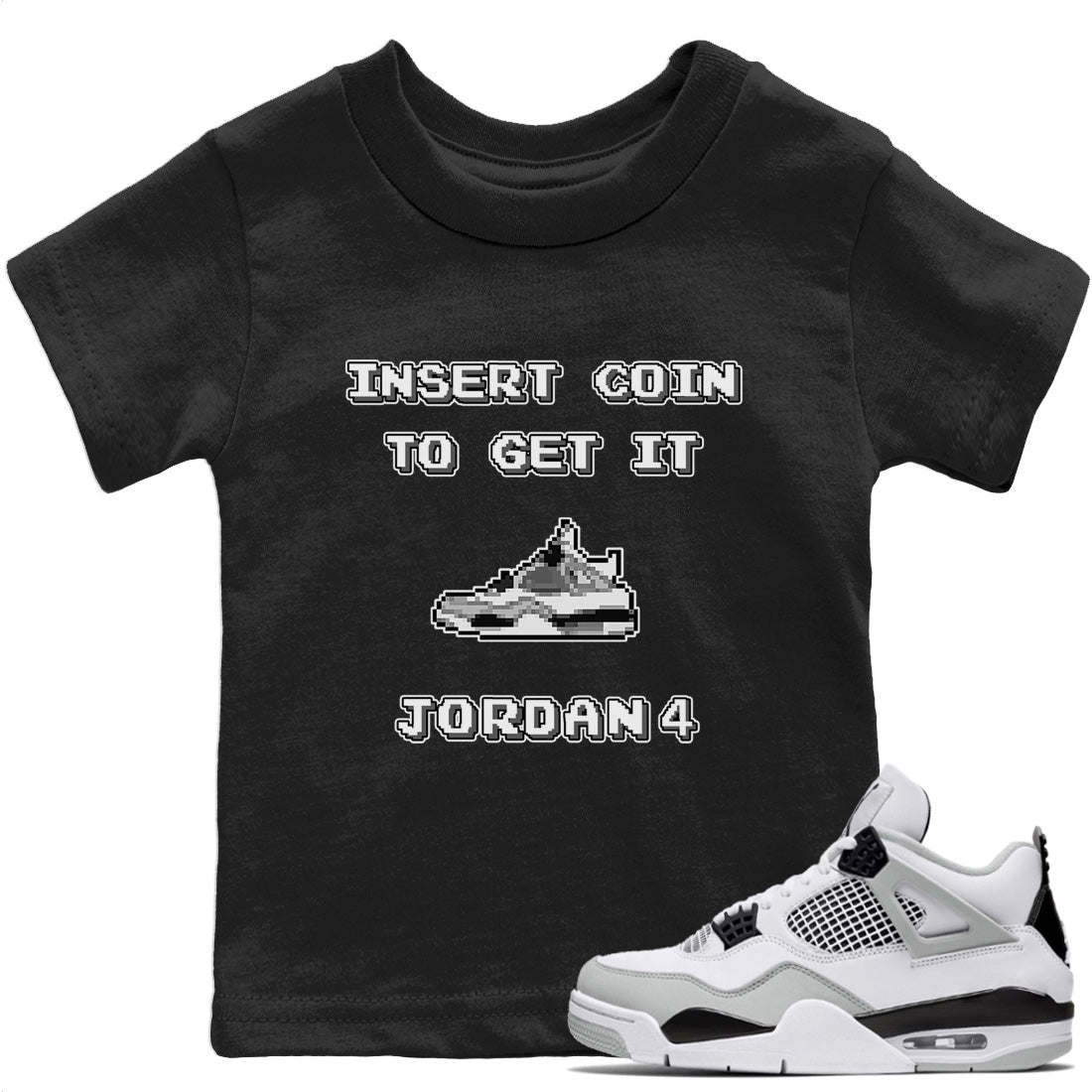 Jordan 4 Military Black Sneaker Match Tees Insert Coin Sneaker Tees Jordan 4 Military Black Sneaker Release Tees Kids Shirts