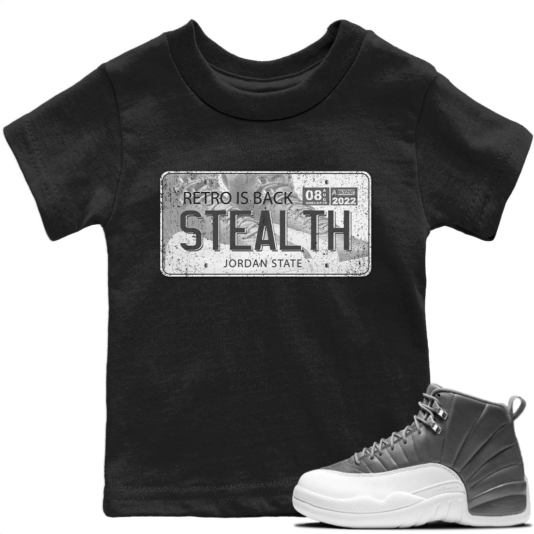Jordan 12 Stealth Sneaker Match Tees Jordan Plate Sneaker Tees Jordan 12 Stealth Sneaker Release Tees Kids Shirts