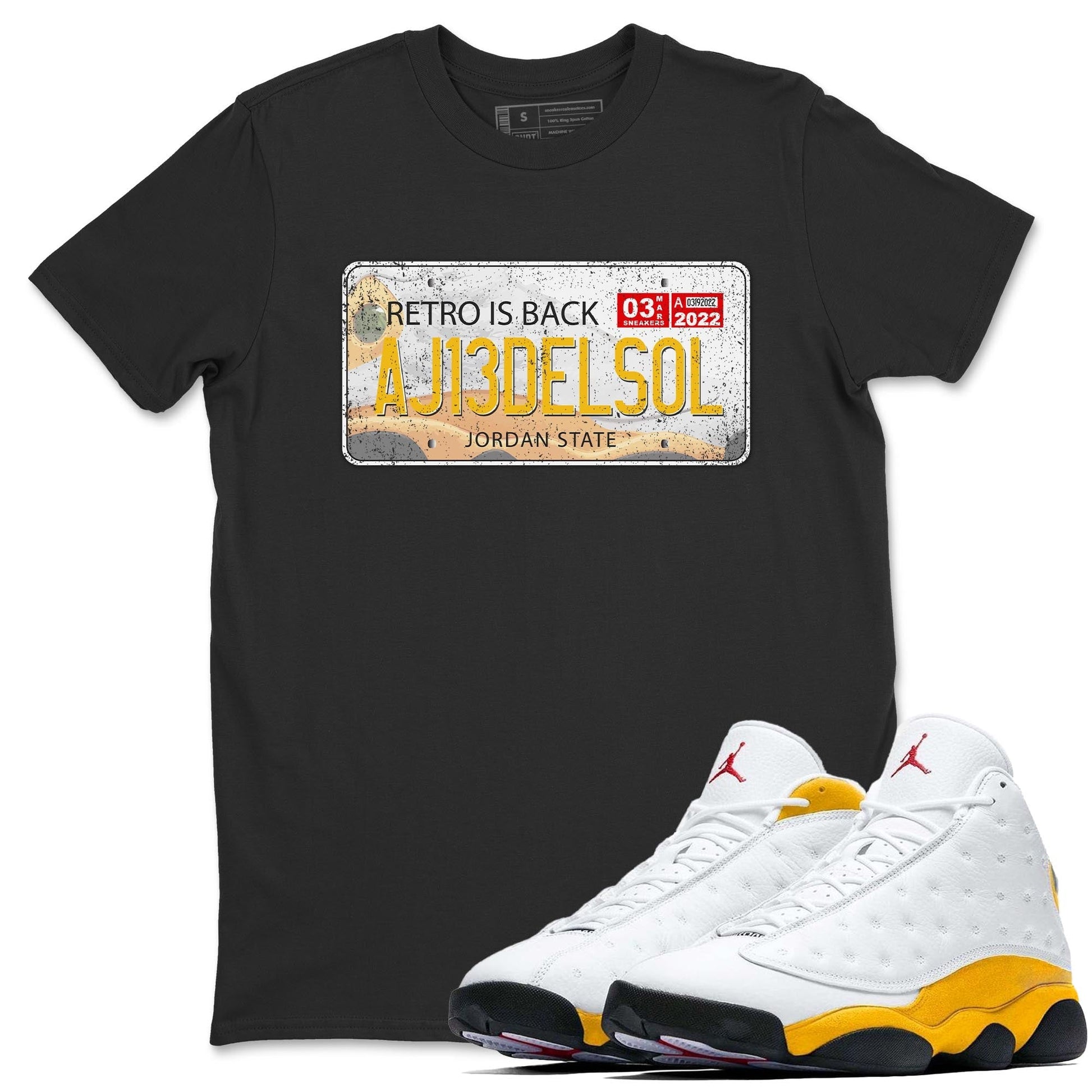 Jordan 13 Del Sol Sneaker Match Tees Jordan Plate Sneaker Tees Jordan 13 Del Sol Sneaker Release Tees Unisex Shirts