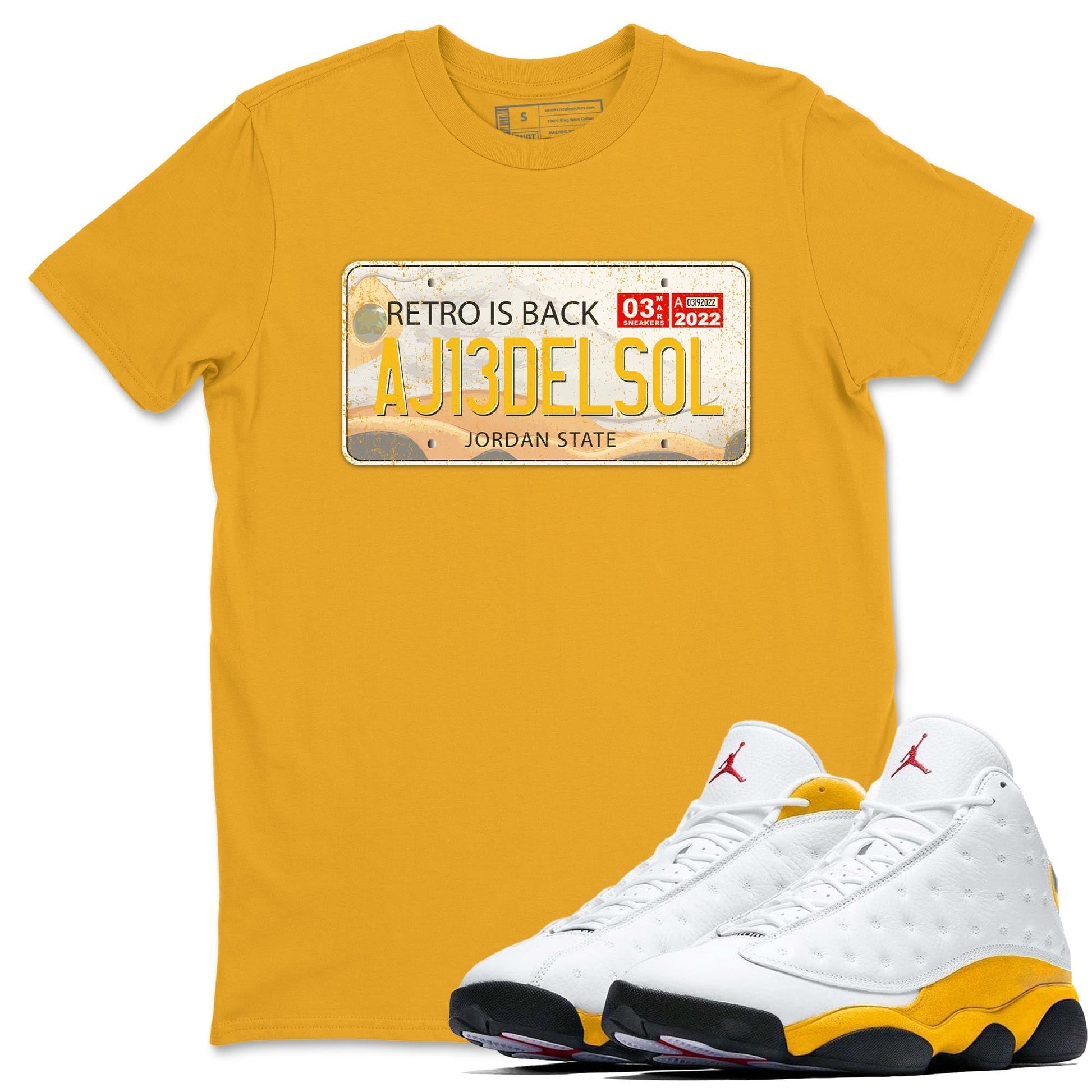 Jordan 13 Del Sol Sneaker Match Tees Jordan Plate Sneaker Tees Jordan 13 Del Sol Sneaker Release Tees Unisex Shirts