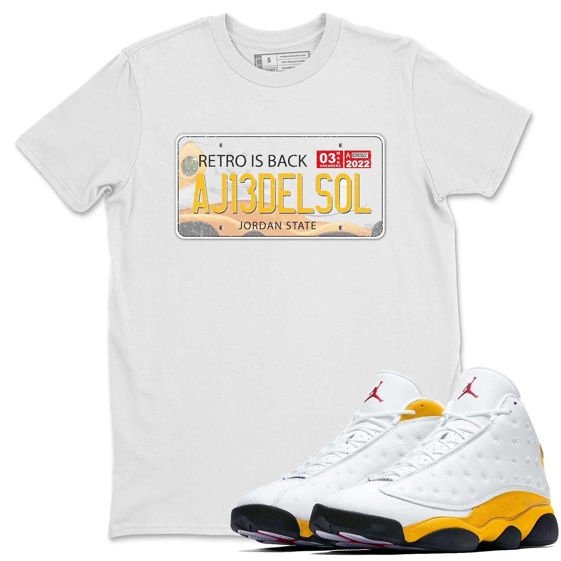 Jordan 13 Del Sol Sneaker Match Tees Jordan Plate Sneaker Tees Jordan 13 Del Sol Sneaker Release Tees Unisex Shirts
