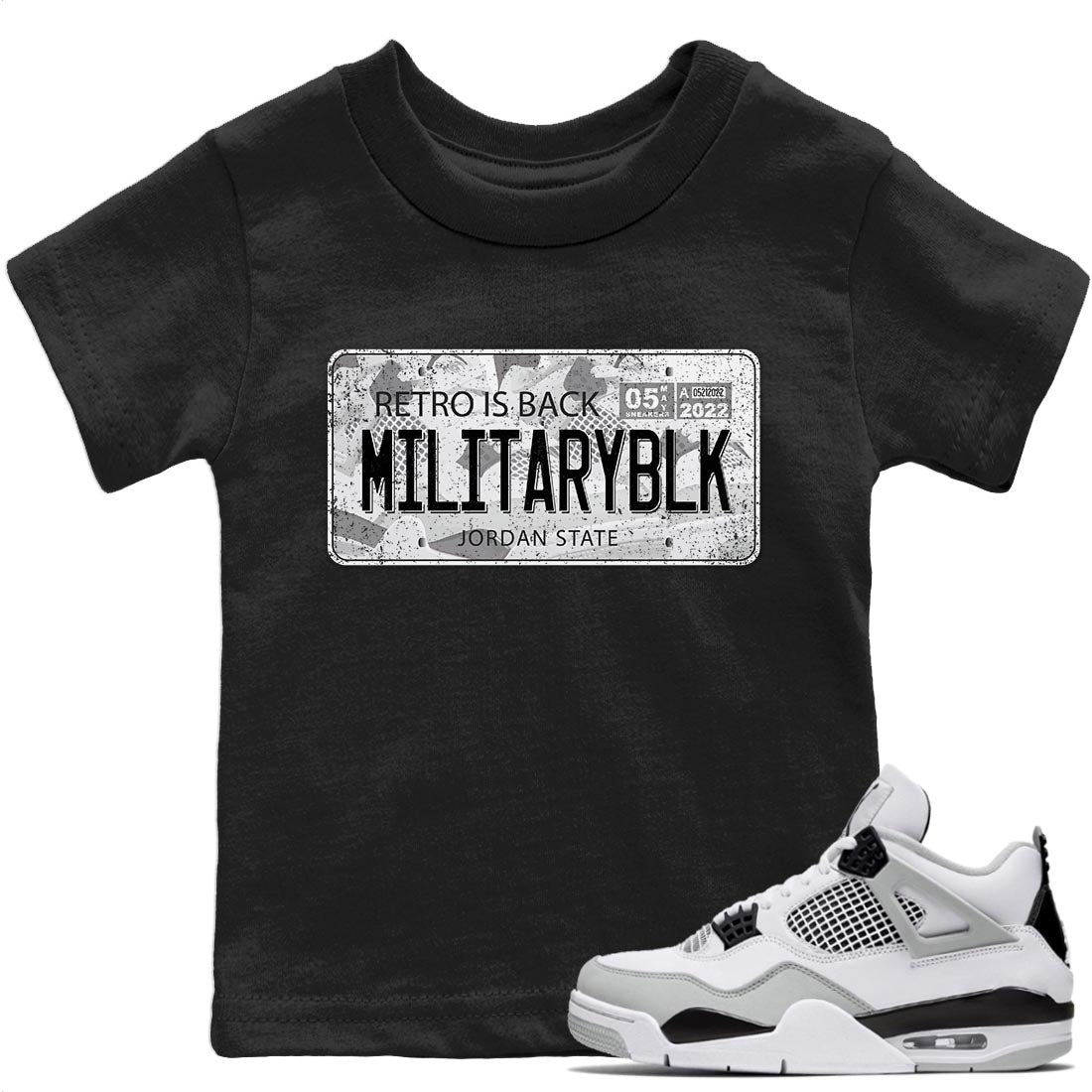 Jordan 4 Military Black Sneaker Match Tees Jordan Plate Sneaker Tees Jordan 4 Military Black Sneaker Release Tees Kids Shirts