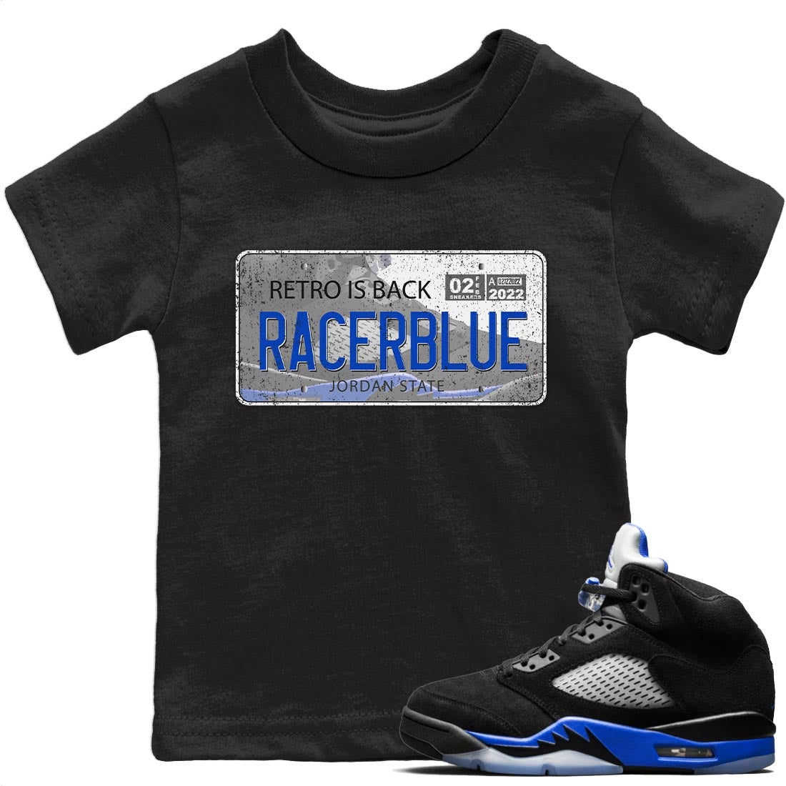 Jordan 5 Racer Blue Sneaker Match Tees Jordan Plate Sneaker Tees Jordan 5 Racer Blue Sneaker Release Tees Kids Shirts