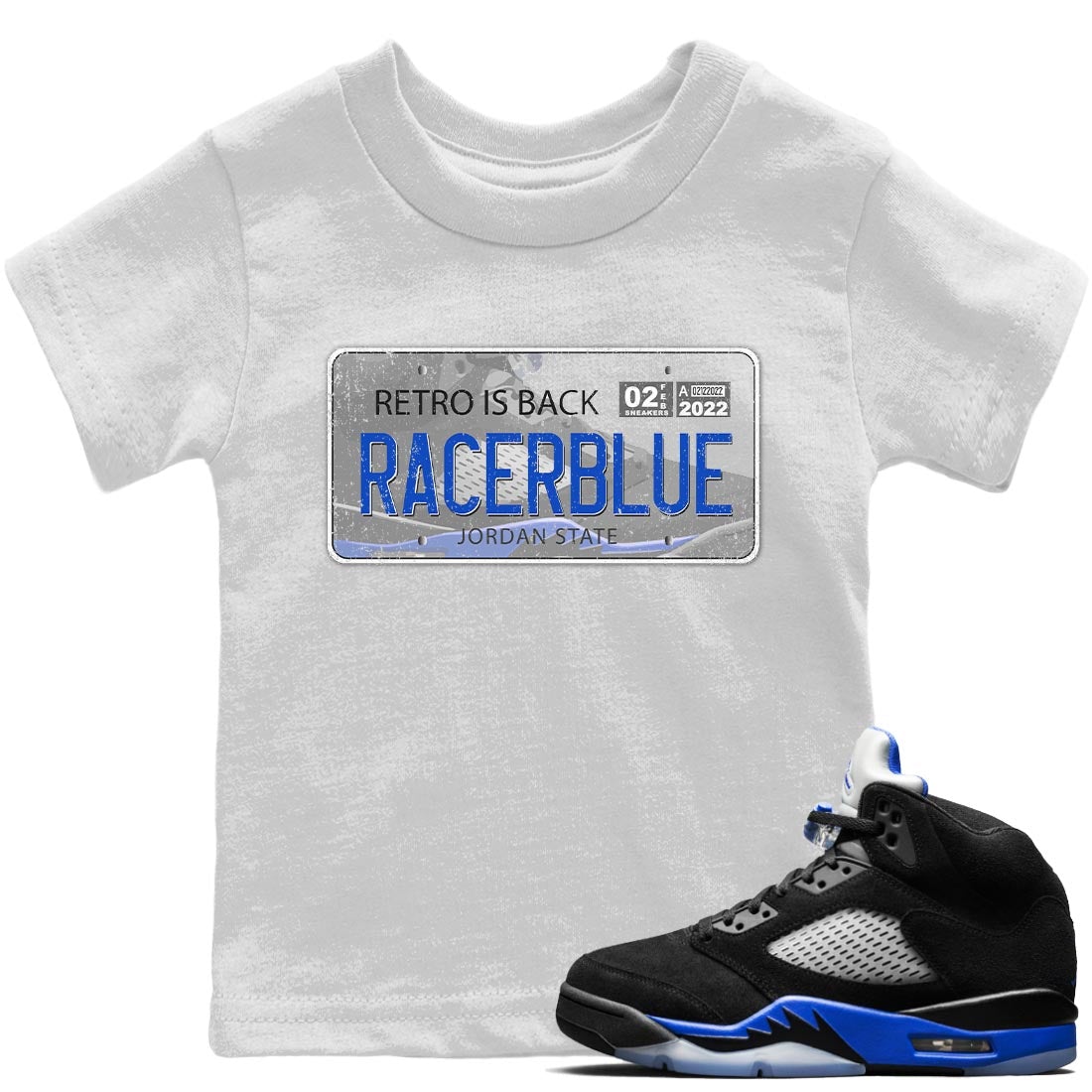 Jordan 5 Racer Blue Sneaker Match Tees Jordan Plate Sneaker Tees Jordan 5 Racer Blue Sneaker Release Tees Kids Shirts