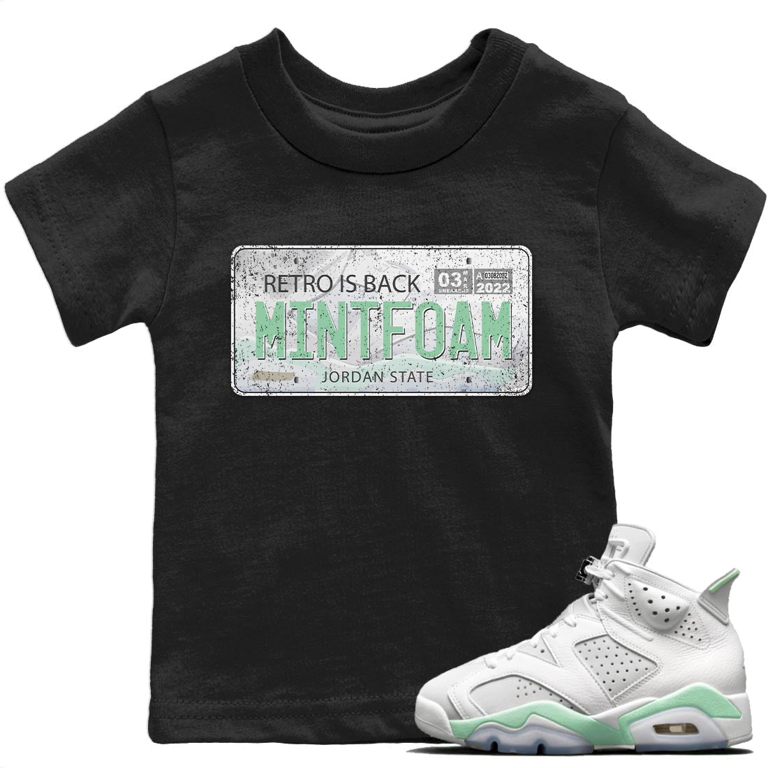 Jordan 6 Mint Foam Sneaker Match Tees Jordan Plate Sneaker Tees Jordan 6 Mint Foam Sneaker Release Tees Kids Shirts