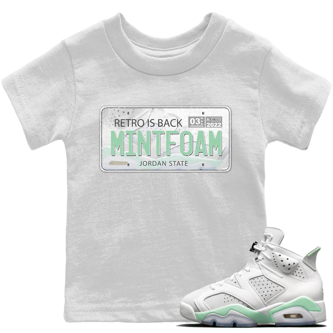 Jordan 6 Mint Foam Sneaker Match Tees Jordan Plate Sneaker Tees Jordan 6 Mint Foam Sneaker Release Tees Kids Shirts