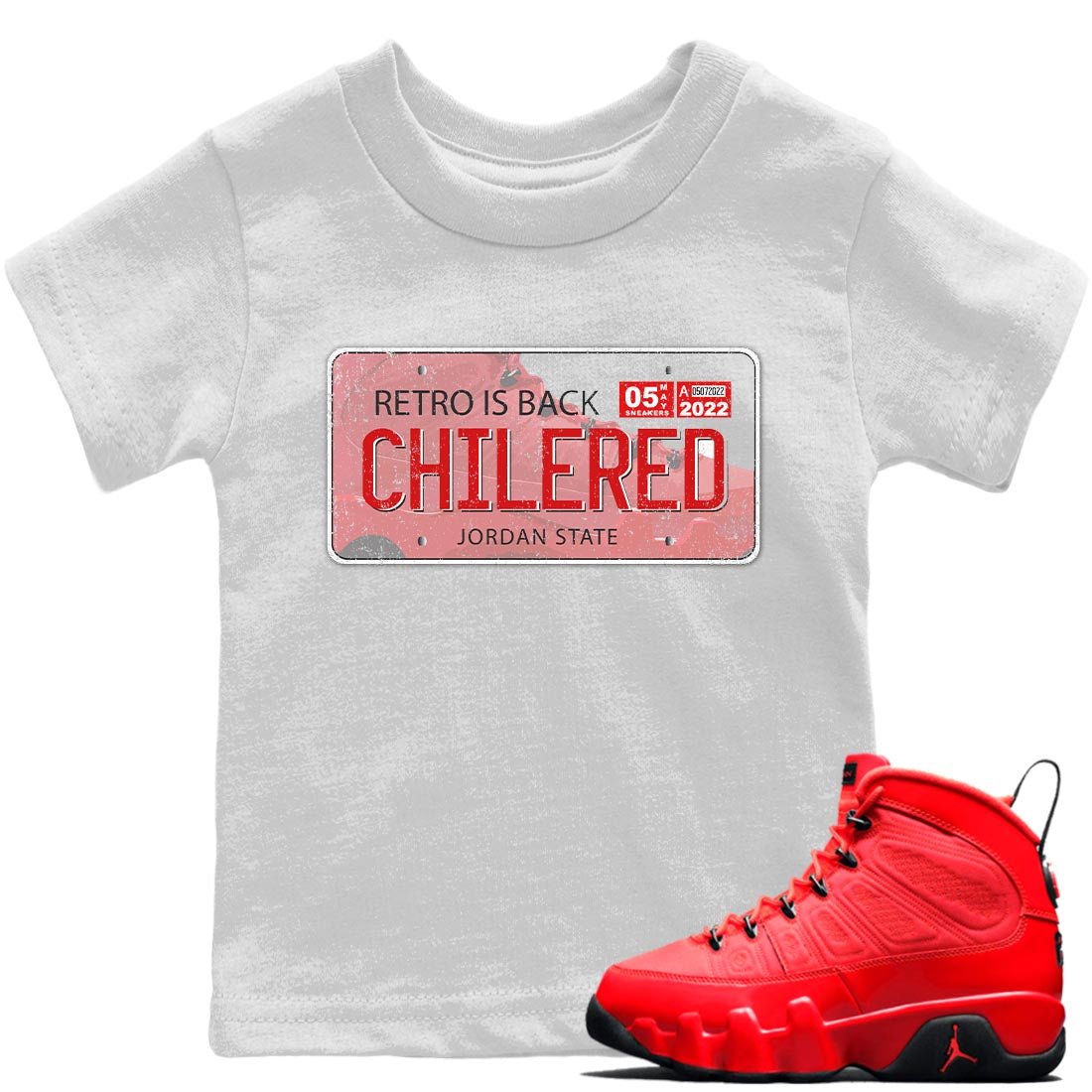 Jordan 9 Chile Red Sneaker Match Tees Jordan Plate Sneaker Tees Jordan 9 Chile Red Sneaker Release Tees Kids Shirts