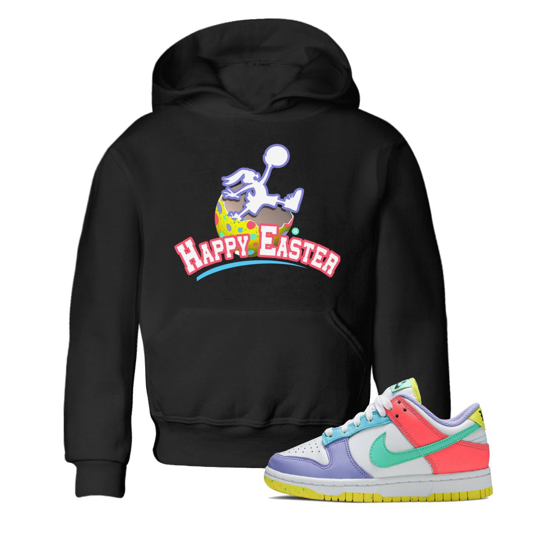 Dunk Easter Candy Jumpman Bunny Baby and Kids Sneaker Tees Holiday Easter T-Shirt Kids Sneaker Tees Washing and Care Tip