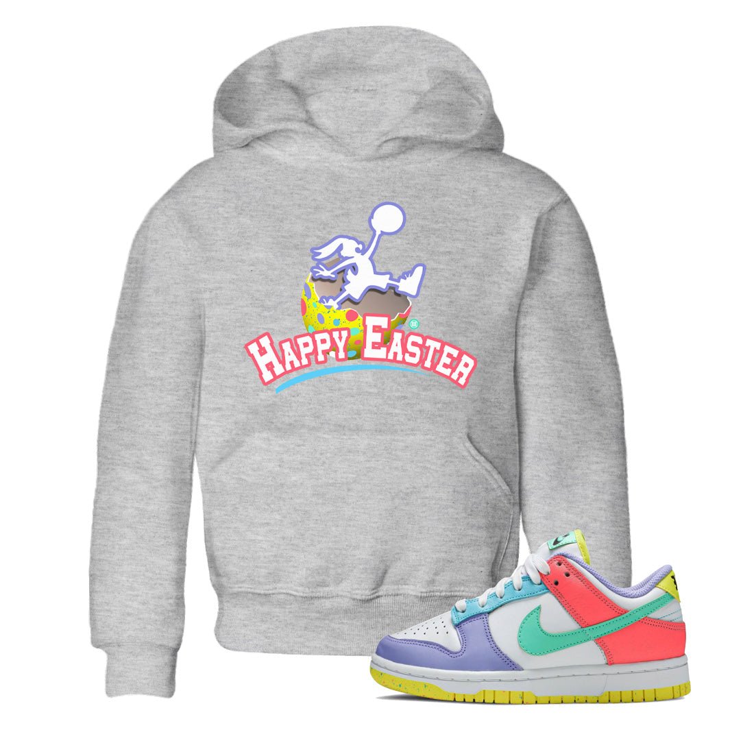 Dunk Easter Candy Sneaker Match Tees Jumpman Bunny Sneaker Tees Holiday Easter T-Shirt Sneaker Release Tees Kids Shirts Heather Grey 1