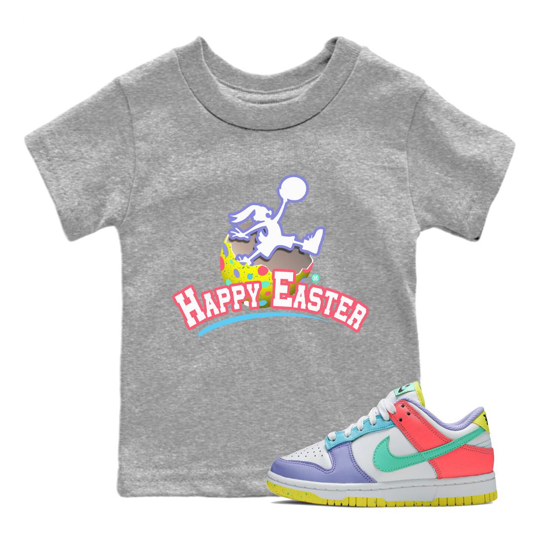Dunk Easter Candy Jumpman Bunny Baby and Kids Sneaker Tees Holiday Easter T-Shirt Kids Sneaker Tees Size Chart