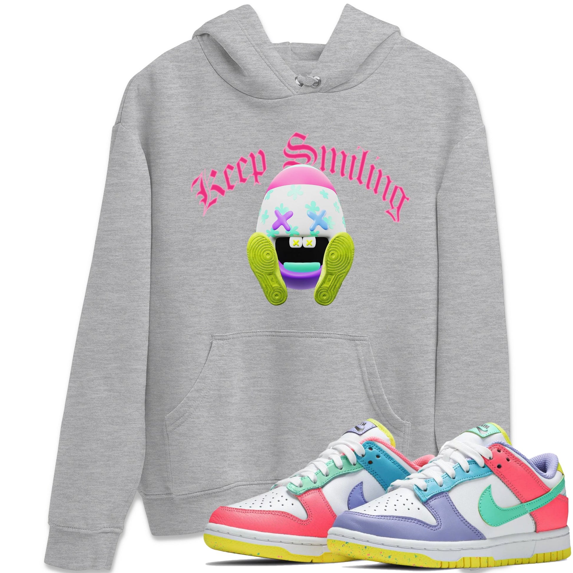 Dunk Easter Candy Sneaker Match Tees Keep Smiling Sneaker Tees Nike Easter Sneaker Release Tees Unisex Shirts Heather Grey 1