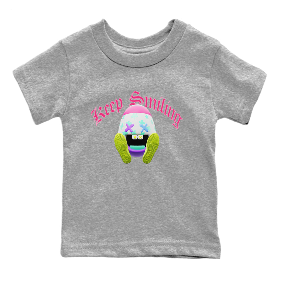 Dunk Easter Candy Sneaker Match Tees Keep Smiling Sneaker Tees Nike Easter Sneaker Release Tees Kids Shirts Heather Grey 2