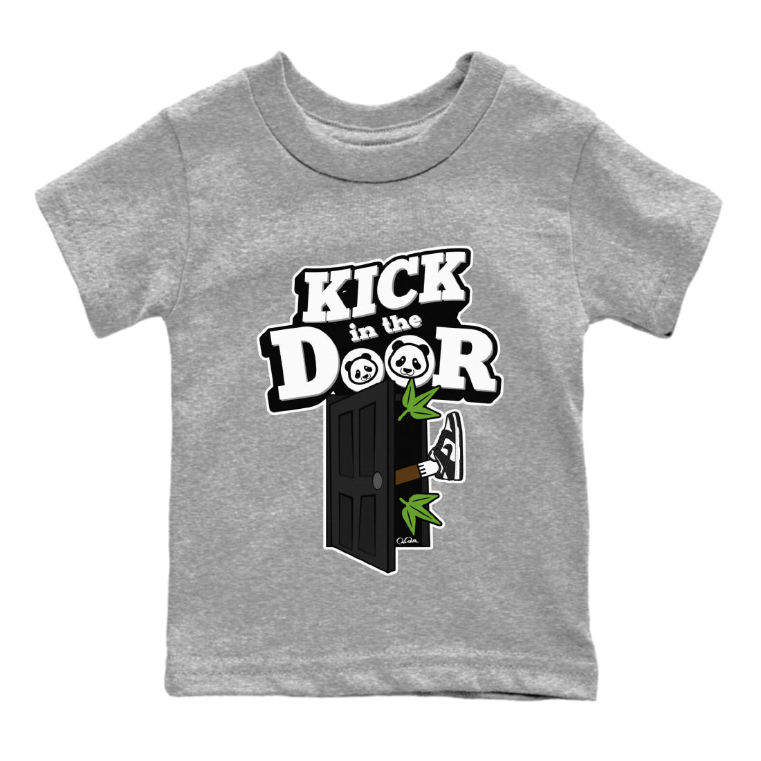 Dunk Panda Sneaker Match Tees Kick In The Door Sneaker Tees Dunk Low White Black SNRT Sneaker Release Tees Kids Shirts Heather Grey 2