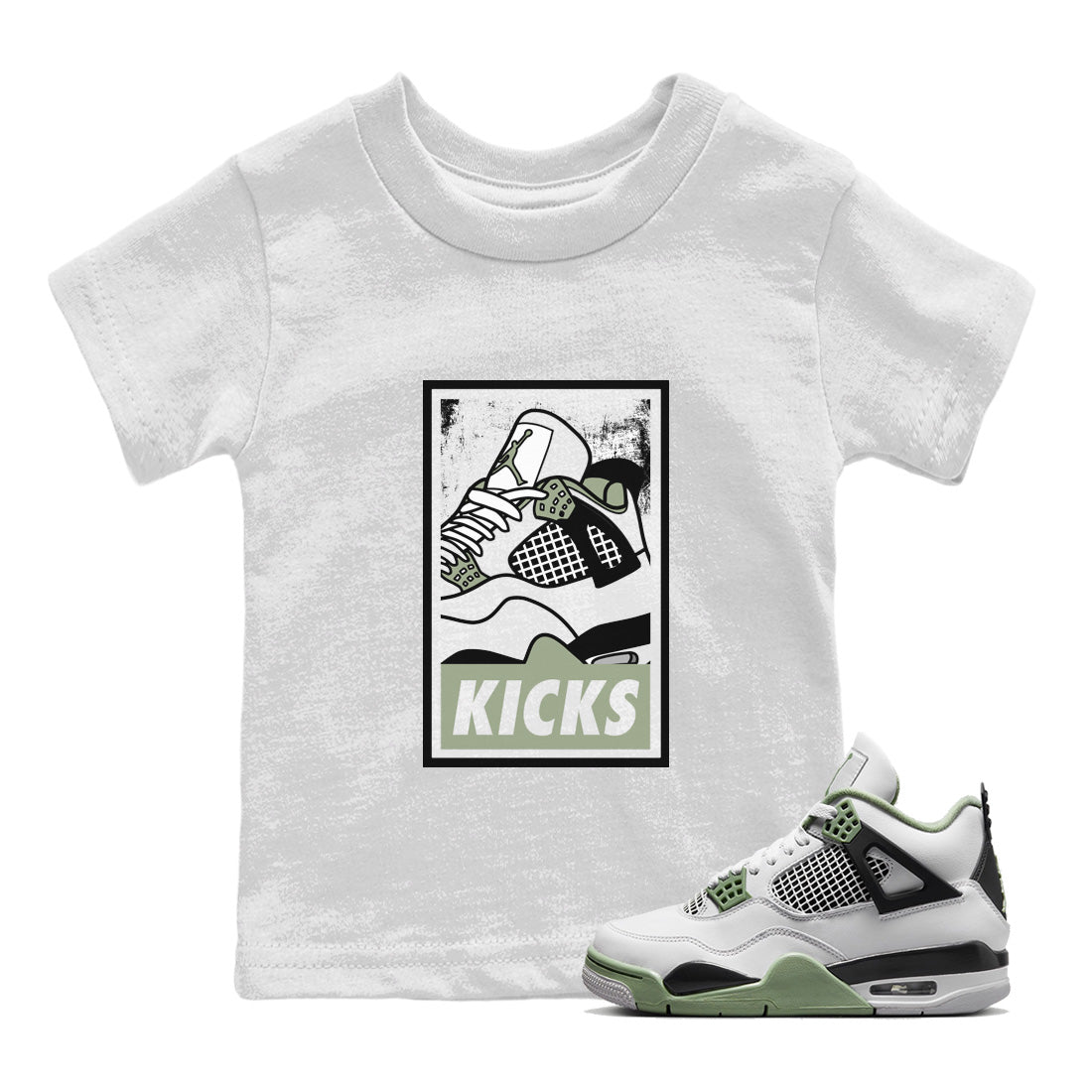 Jordan 4 Seafoam Sneaker Match Tees KICKS Sneaker Tees Jordan 4 Seafoam Sneaker Release Tees Kids Shirts