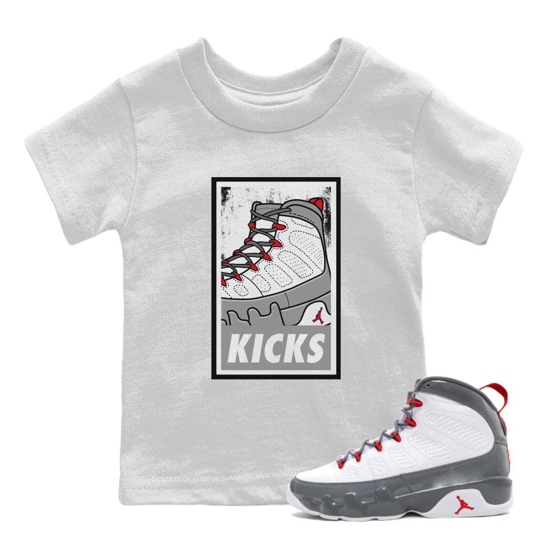 Jordan 9 Fire Red Sneaker Match Tees KICKS Sneaker Tees Jordan 9 Fire Red Sneaker Release Tees Kids Shirts