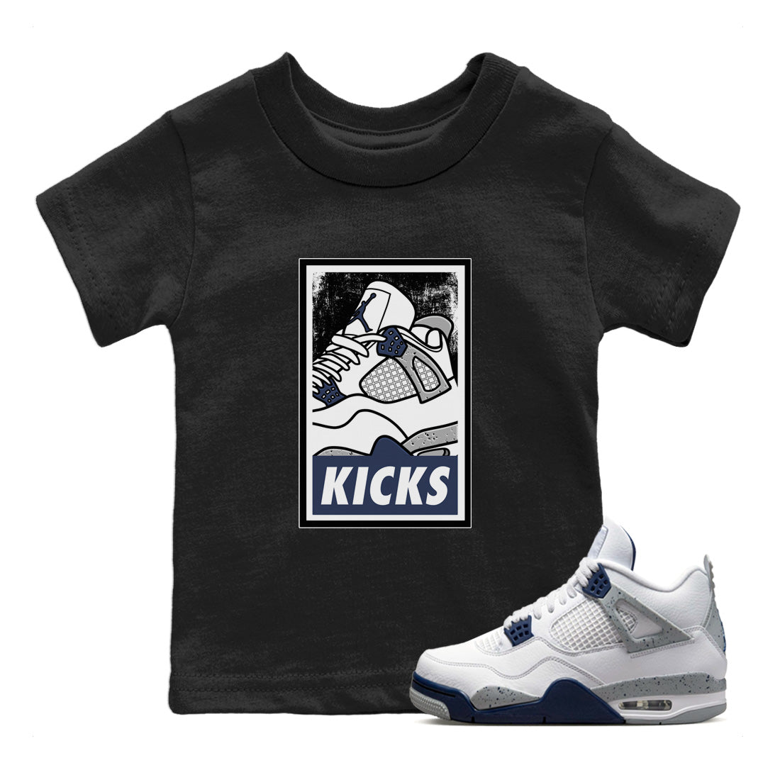 Jordan 4 Midnight Navy Sneaker Match Tees KICKS Sneaker Tees Jordan 4 Midnight Navy Sneaker Release Tees Kids Shirts