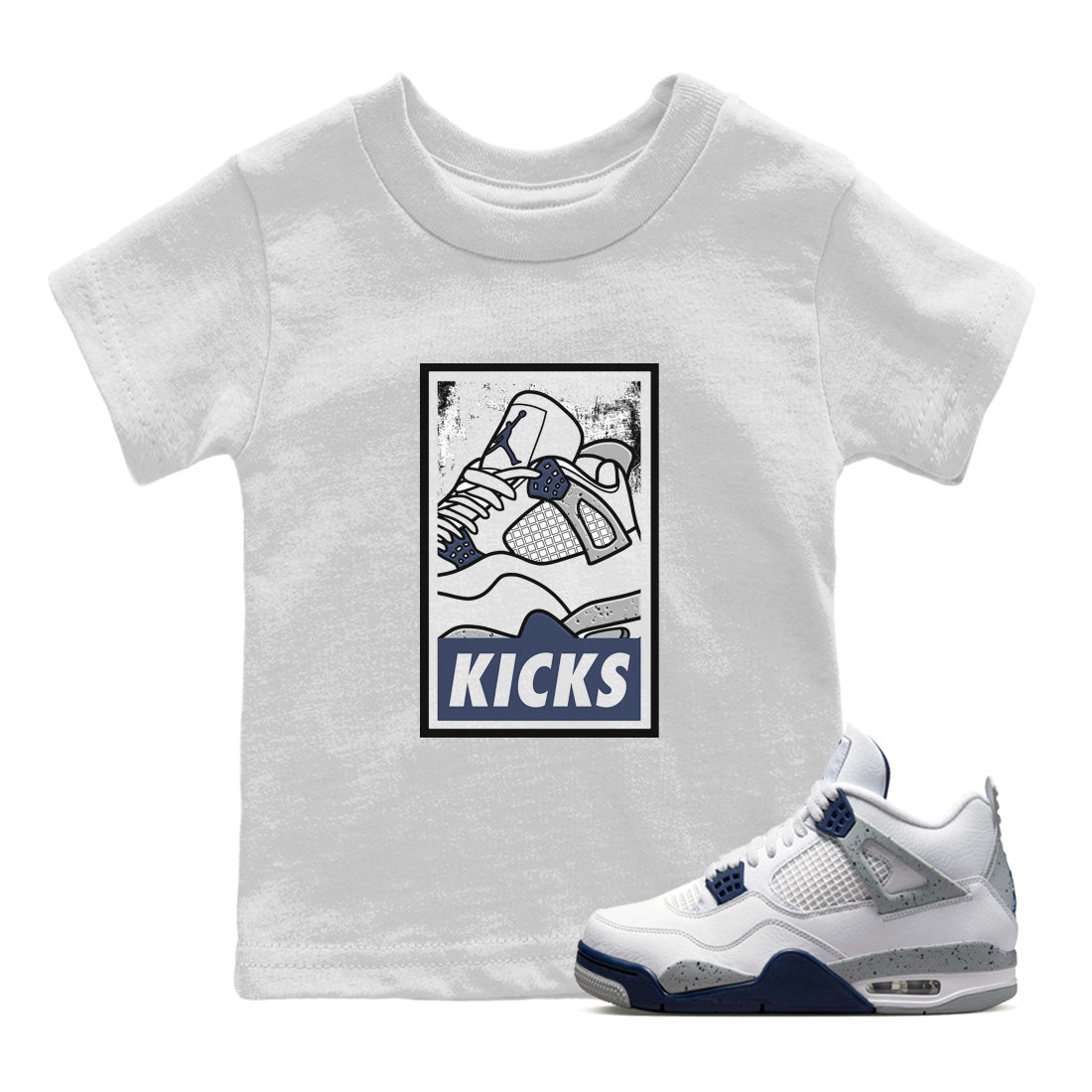 Jordan 4 Midnight Navy Sneaker Match Tees KICKS Sneaker Tees Jordan 4 Midnight Navy Sneaker Release Tees Kids Shirts