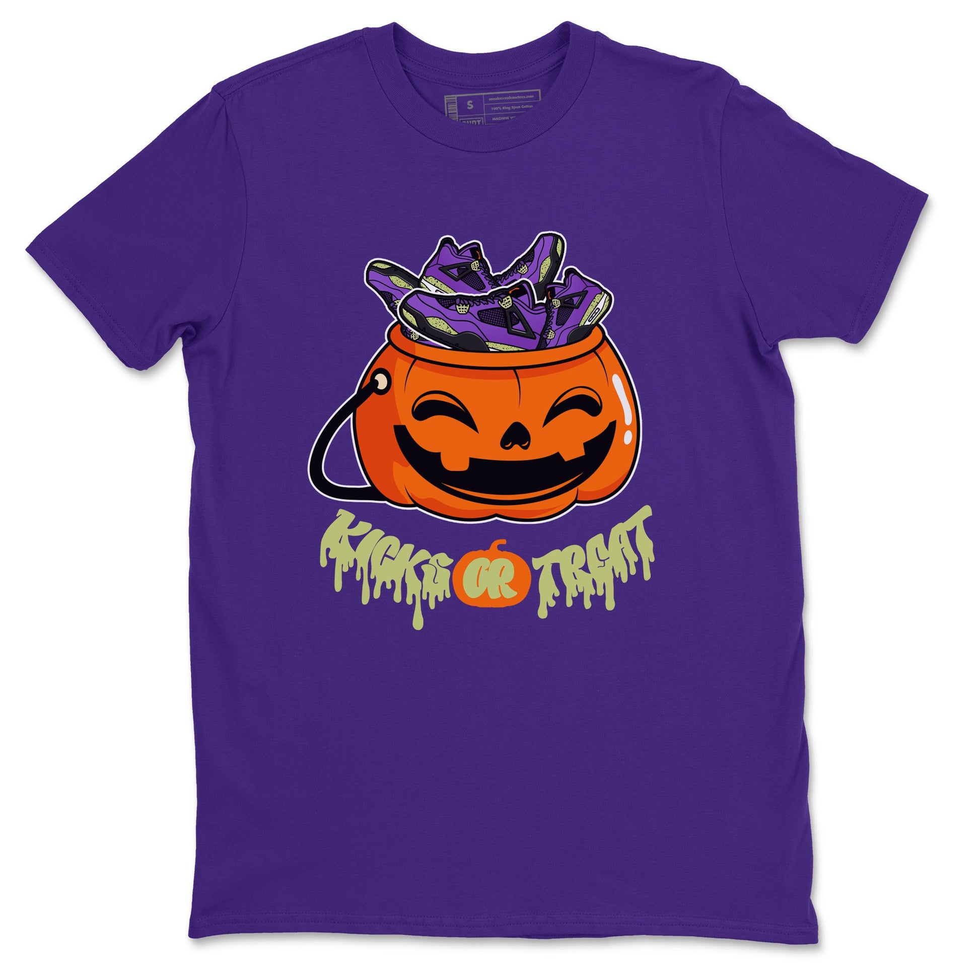 Air Jordan 4 Canyon Purple shirt to match jordans Kicks Or Treat sneaker tees AJ4 Canyon Purple Halloween Custumes SNRT Sneaker Release Tees Unisex Purple 2 T-Shirt