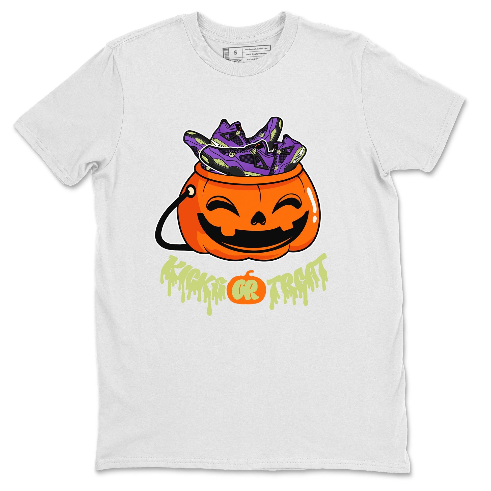 Air Jordan 4 Canyon Purple shirt to match jordans Kicks Or Treat sneaker tees AJ4 Canyon Purple Halloween Custumes SNRT Sneaker Release Tees Unisex White 2 T-Shirt